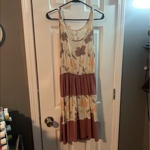 Floral and mauve midi dress - L